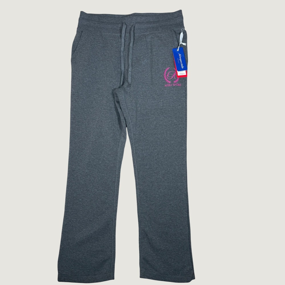 Aeropostale Sport Sweatpants Womens L Gray NWT Fleece Straight Leg WV52365